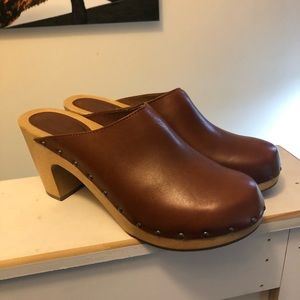 Leather & Wood Clogs